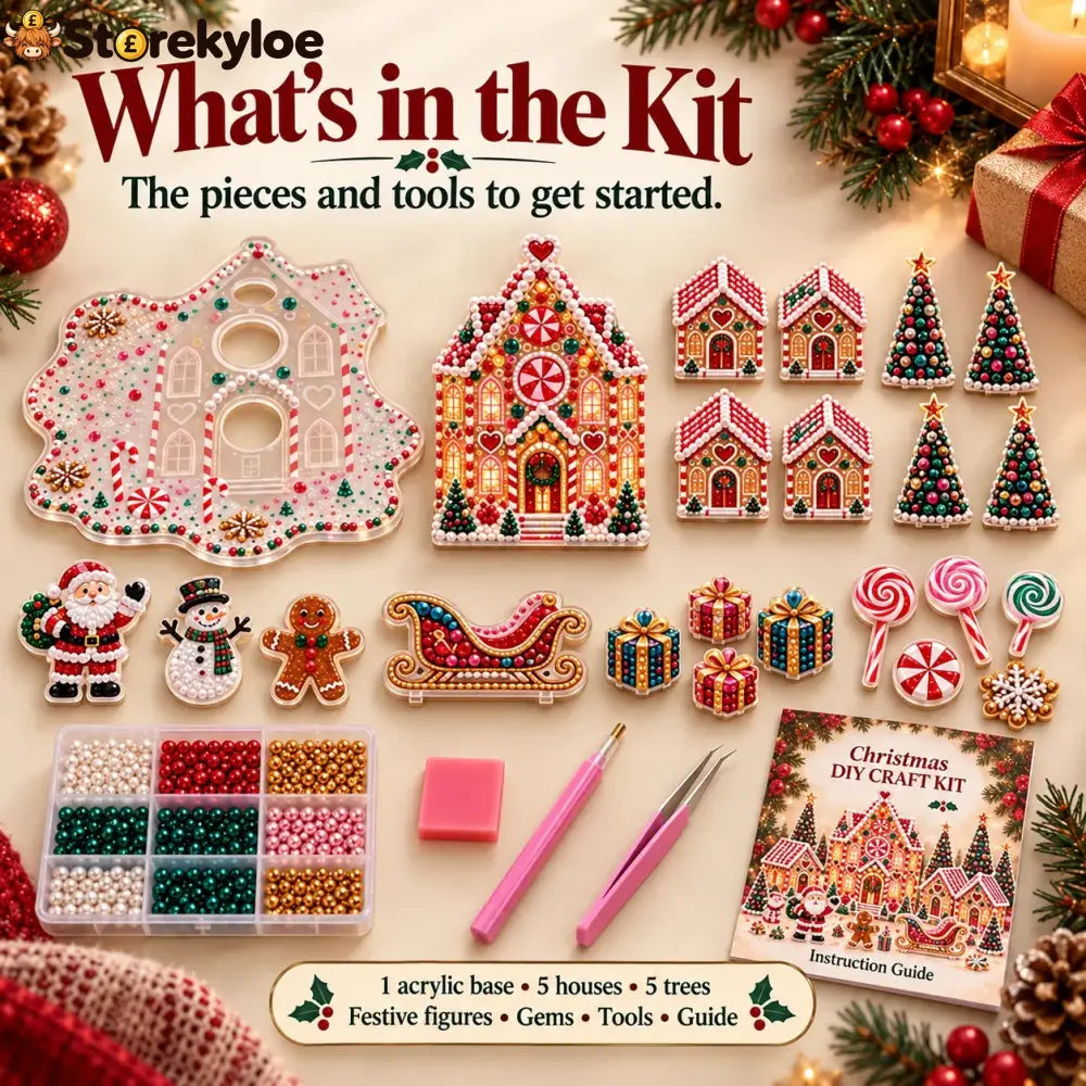 Magical Christmas Village – DIY Rhinestone Set for Festive Table Decor
