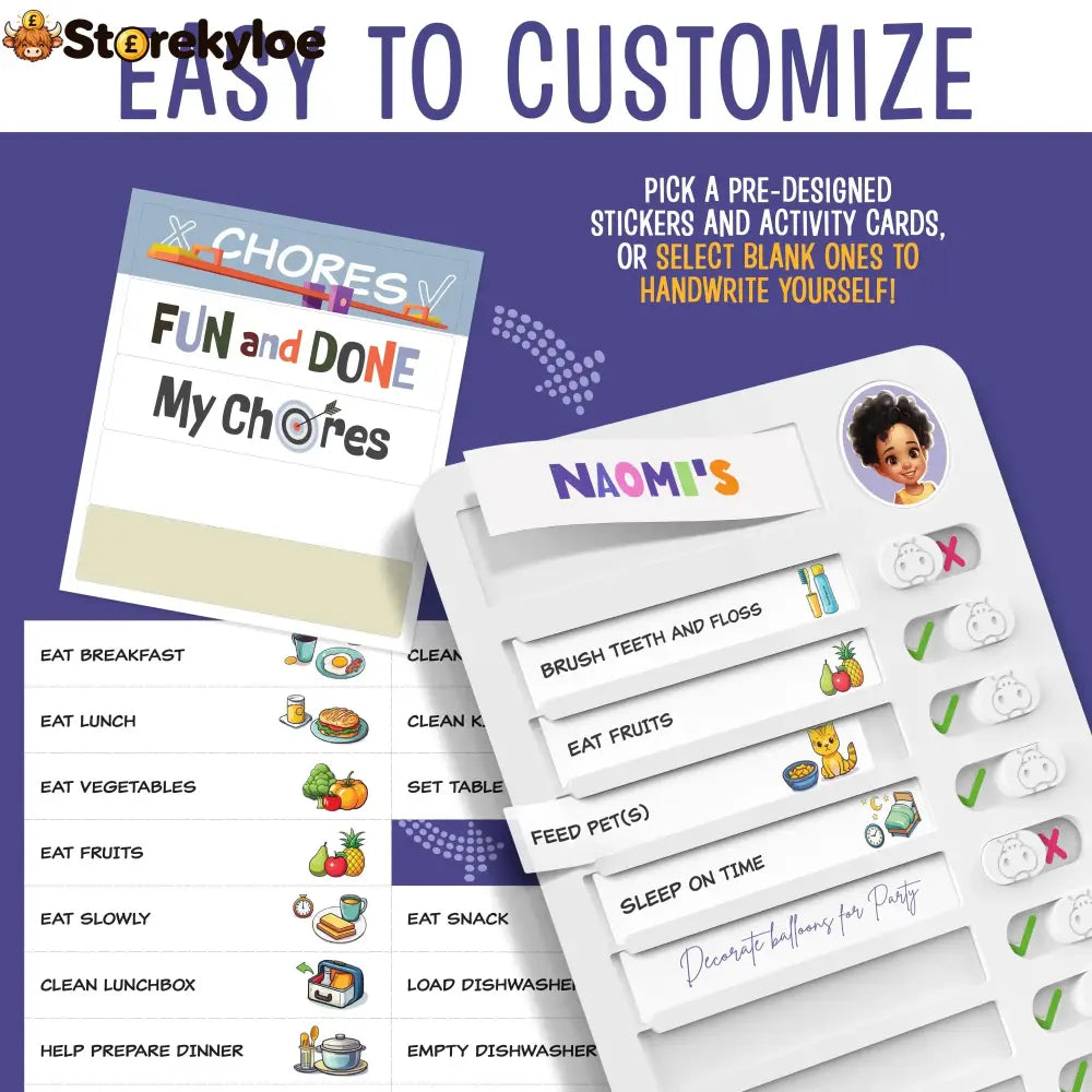 Magnetic Kids Daily Routine & Chore Chart – Visual Task Board with 120 Activity Cards Stickers & Icons