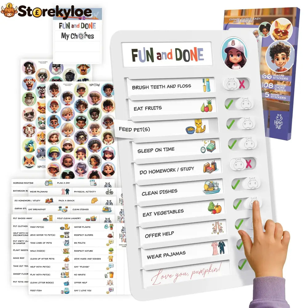 Magnetic Kids Daily Routine & Chore Chart – Visual Task Board with 120 Activity Cards Stickers & Icons