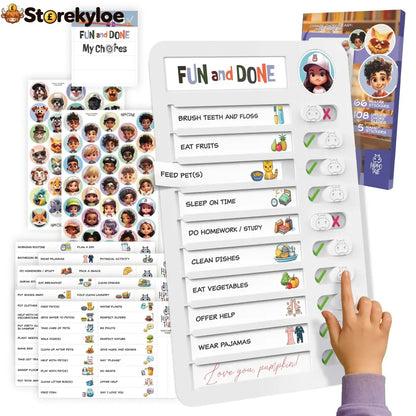Magnetic Kids Daily Routine & Chore Chart – Visual Task Board with 120 Activity Cards Stickers & Icons