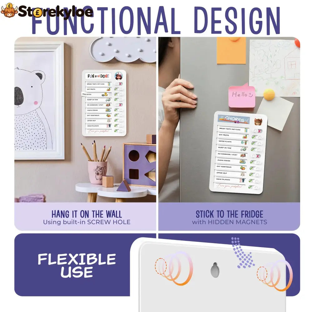 Magnetic Kids Daily Routine & Chore Chart – Visual Task Board with 120 Activity Cards Stickers & Icons