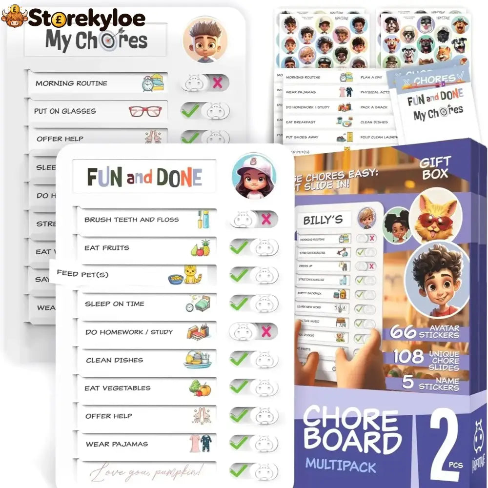 Magnetic Kids Daily Routine & Chore Chart – Visual Task Board with 120 Activity Cards Stickers & Icons - Each Set: 1