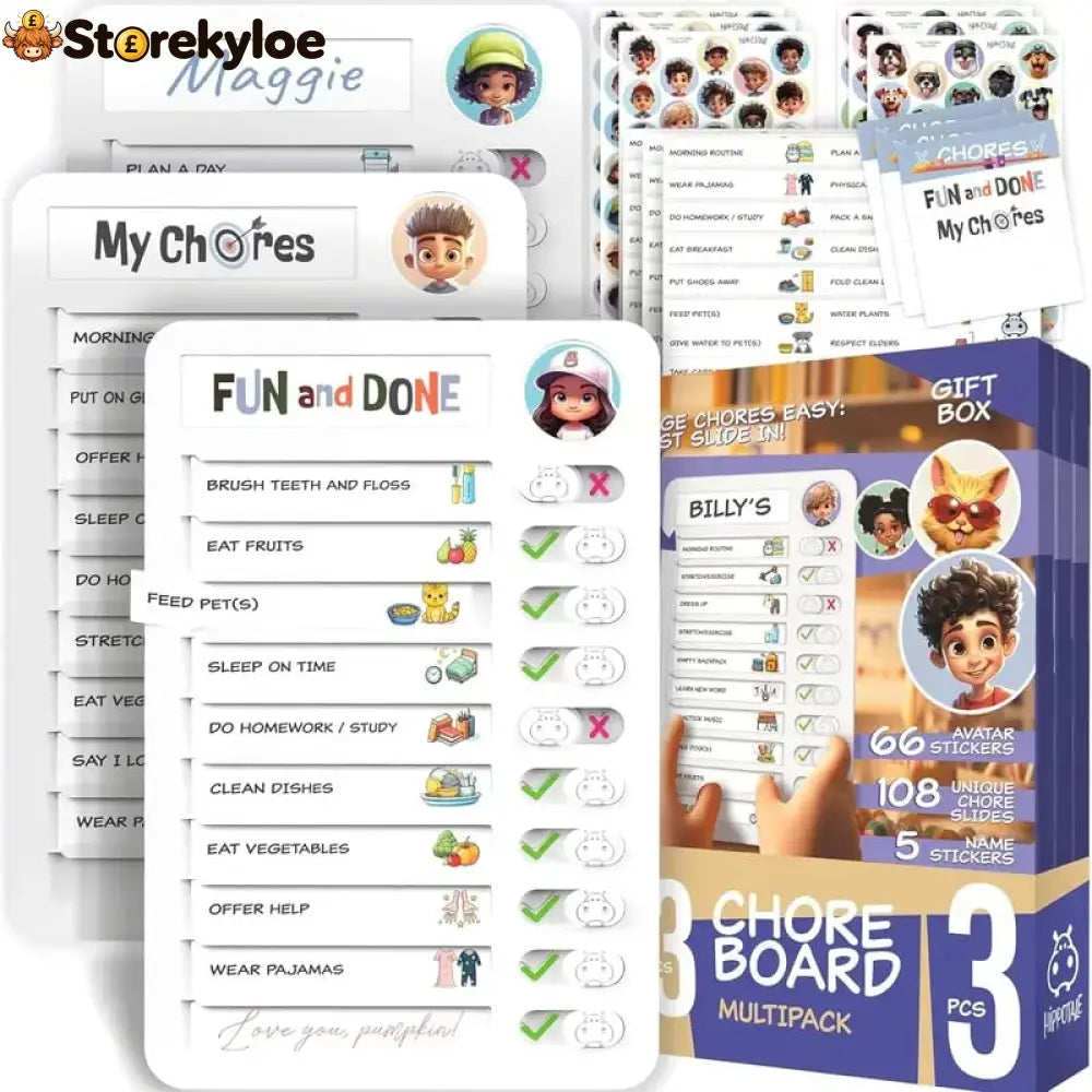 Magnetic Kids Daily Routine & Chore Chart – Visual Task Board with 120 Activity Cards Stickers & Icons - Each Set: 1