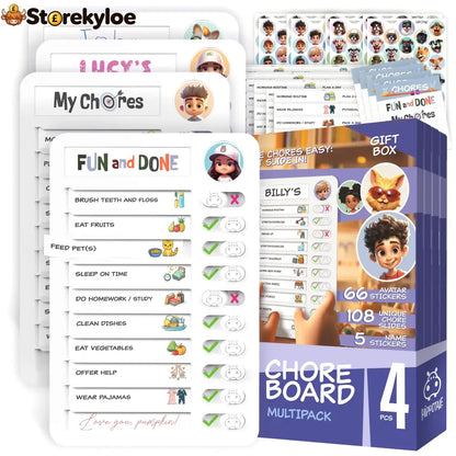 Magnetic Kids Daily Routine & Chore Chart – Visual Task Board with 120 Activity Cards Stickers & Icons - Each Set: 1
