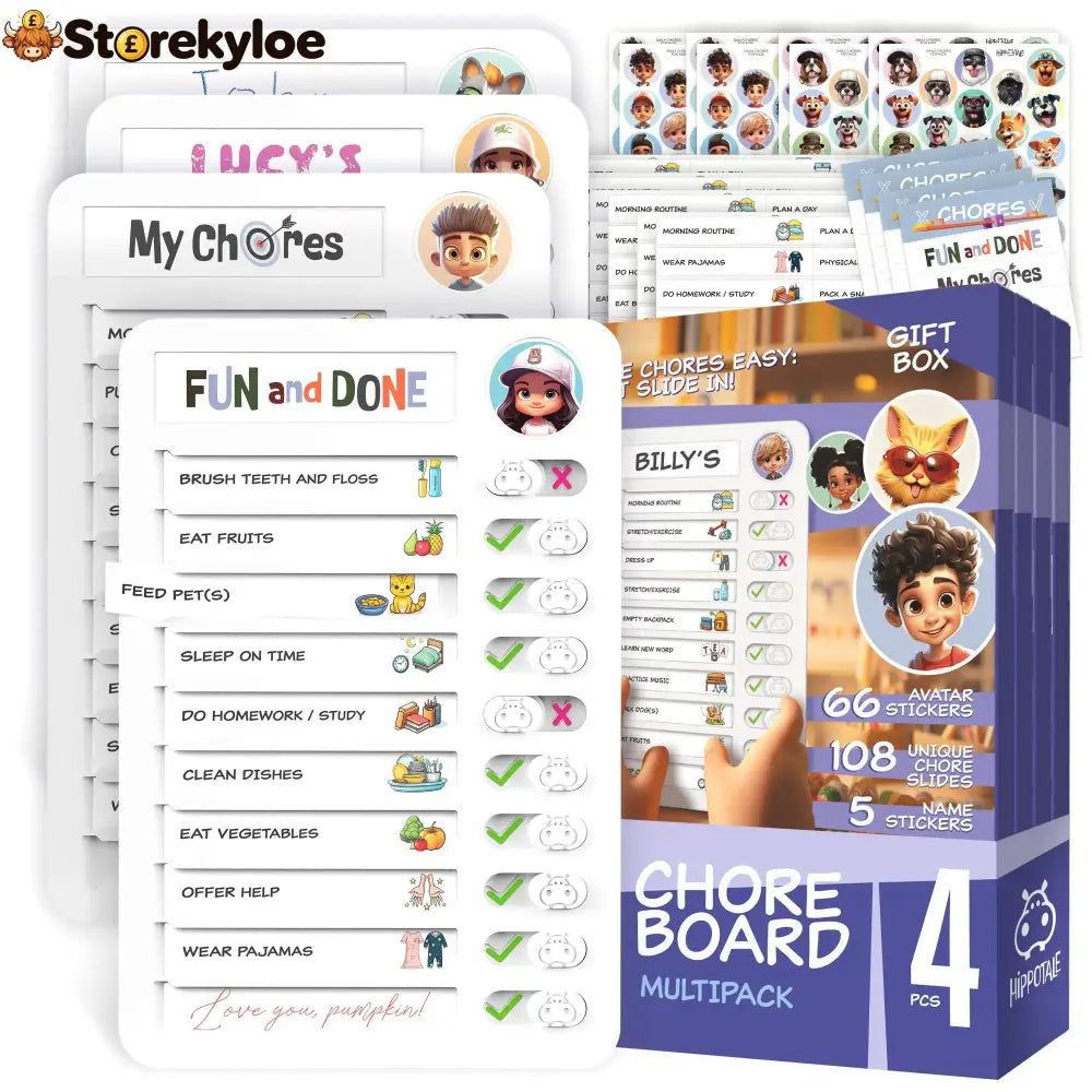 Magnetic Kids Daily Routine & Chore Chart – Visual Task Board with 120 Activity Cards Stickers & Icons - Each Set: 1