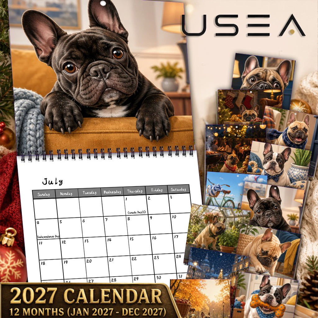 🐾 A Year of Frenchie Charm – 2027 French Bulldog Wall Calendar