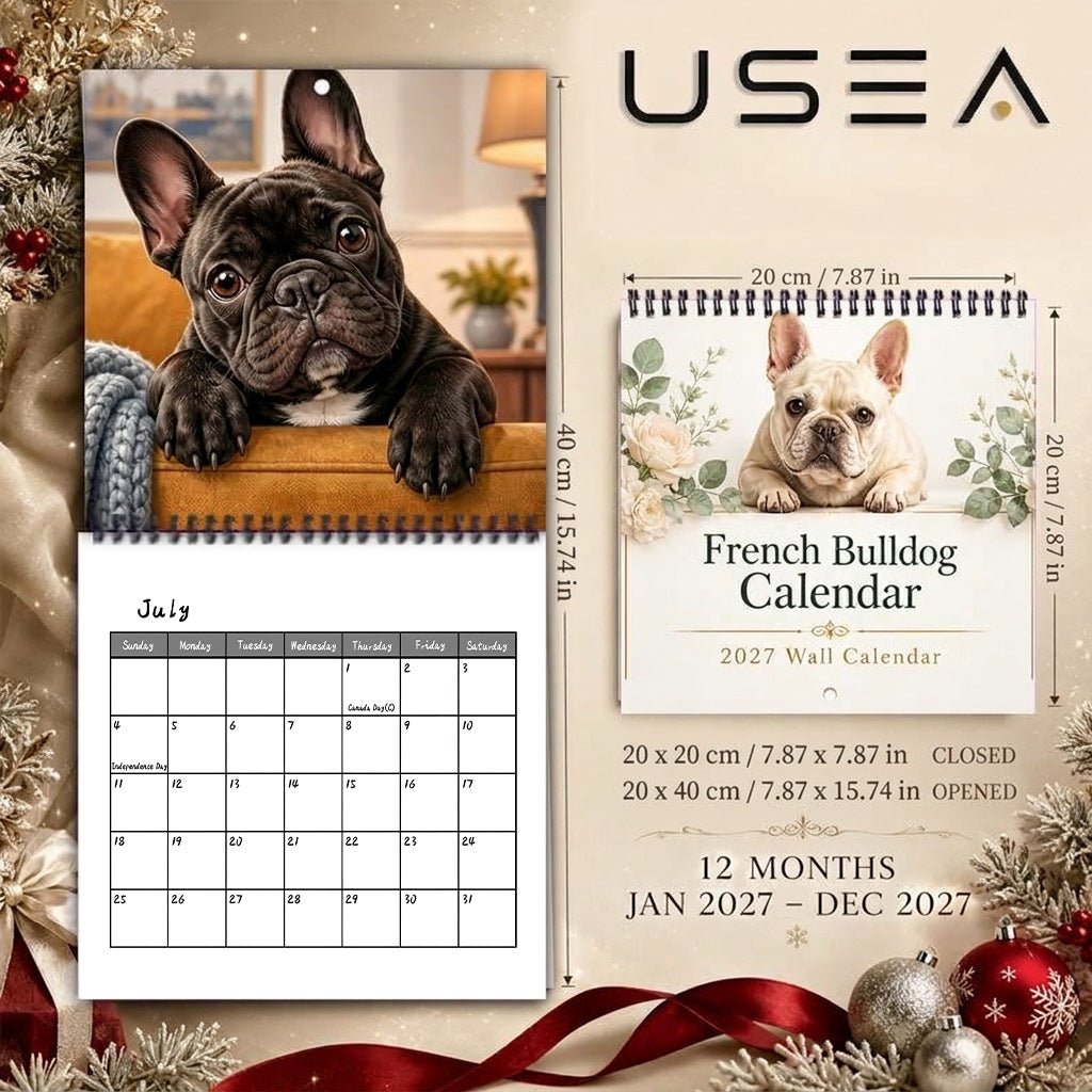 🐾 A Year of Frenchie Charm – 2027 French Bulldog Wall Calendar