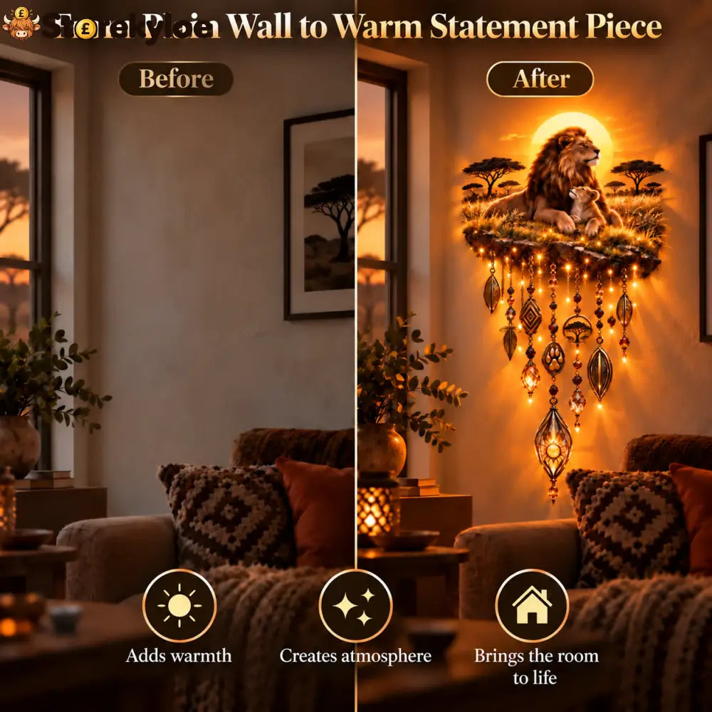 Majestic Savannah Family Glow™ – Lion & Cub Illuminated Wall Decor