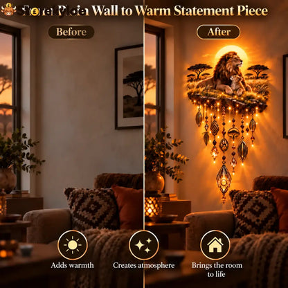 Majestic Savannah Family Glow™ – Lion & Cub Illuminated Wall Decor