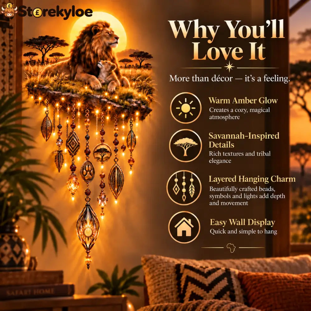 Majestic Savannah Family Glow™ – Lion & Cub Illuminated Wall Decor