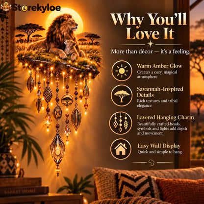 Majestic Savannah Family Glow™ – Lion & Cub Illuminated Wall Decor