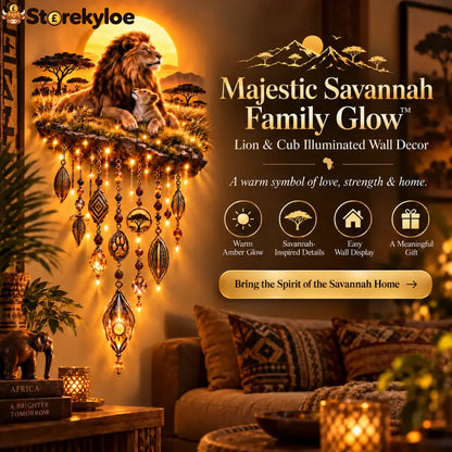 Majestic Savannah Family Glow™ – Lion & Cub Illuminated Wall Decor