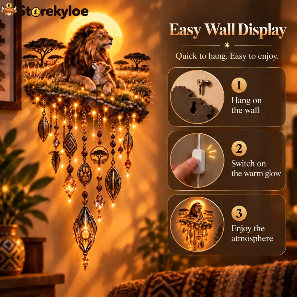 Majestic Savannah Family Glow™ – Lion & Cub Illuminated Wall Decor