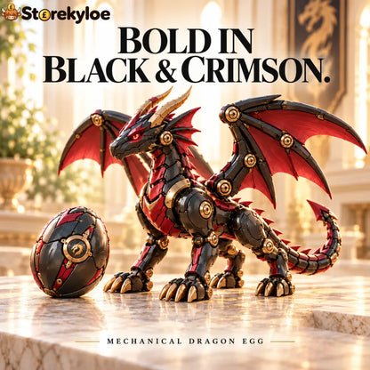 🐉 Mechanical Dragon Egg | Choose Your Legend: Crimson Frost or Emerald🌳 - Black & Crimson Dragon