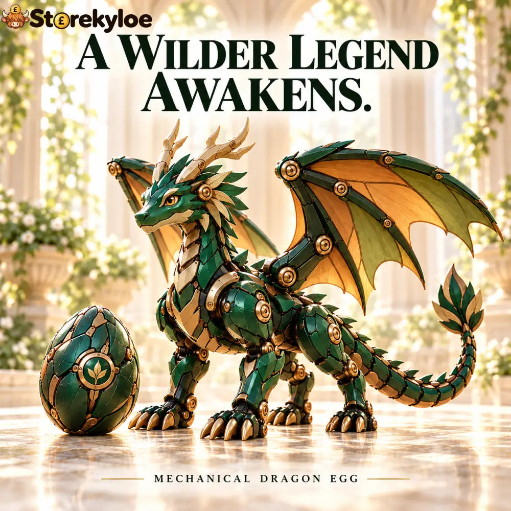 🐉 Mechanical Dragon Egg | Choose Your Legend: Crimson Frost or Emerald🌳 - Emerald Forest Dragon