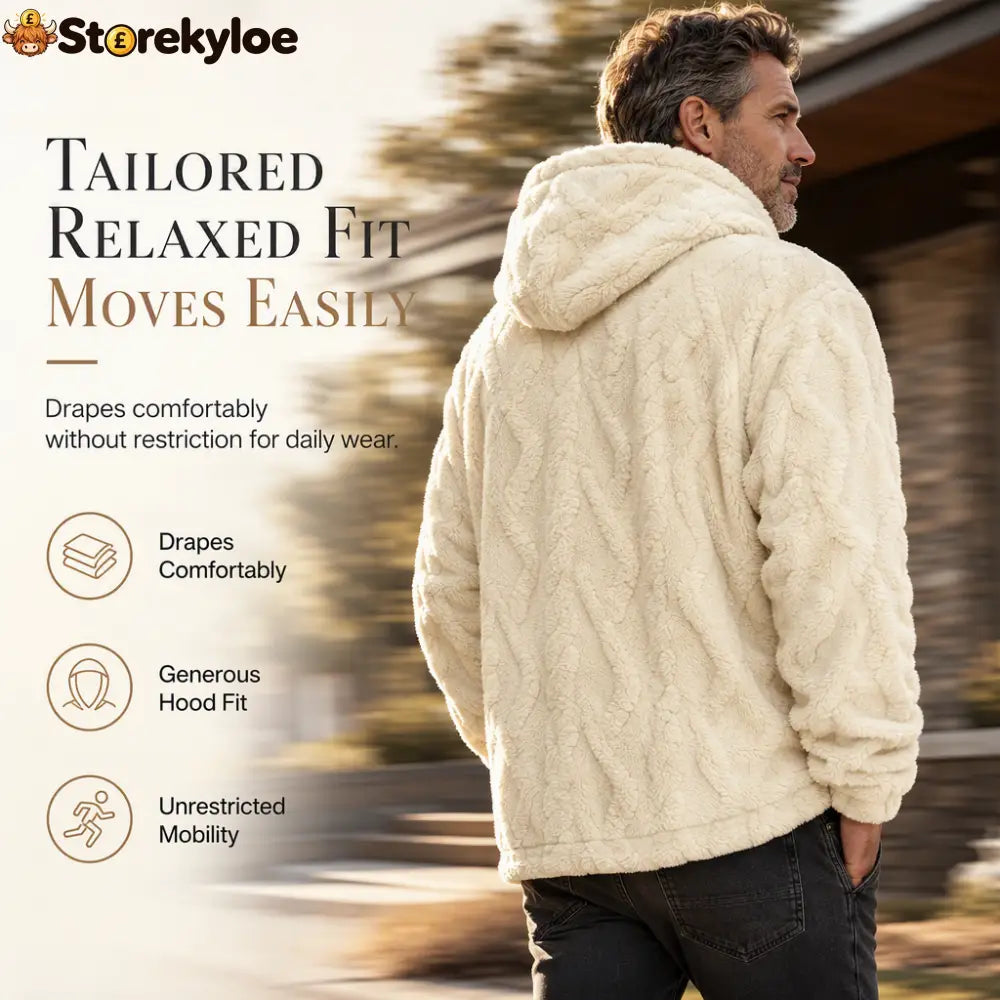 ✨Men’s Winter Lined Hoodie Jacquard Pattern Long Sleeve Pullover Sweatshirt for Casual Outdoor Wear✨ - Hot products