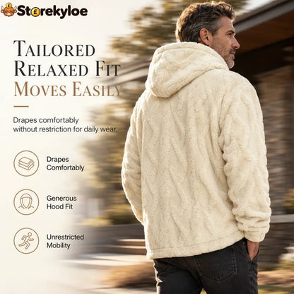 ✨Men’s Winter Lined Hoodie Jacquard Pattern Long Sleeve Pullover Sweatshirt for Casual Outdoor Wear✨ - Hot products