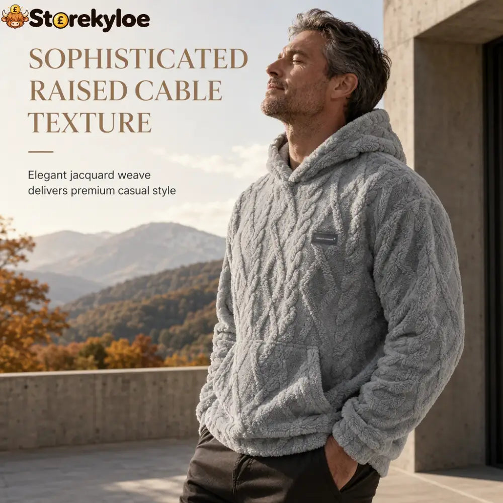 ✨Men’s Winter Lined Hoodie Jacquard Pattern Long Sleeve Pullover Sweatshirt for Casual Outdoor Wear✨ - Hot products
