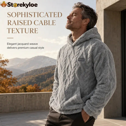 ✨Men’s Winter Lined Hoodie Jacquard Pattern Long Sleeve Pullover Sweatshirt for Casual Outdoor Wear✨ - Hot products