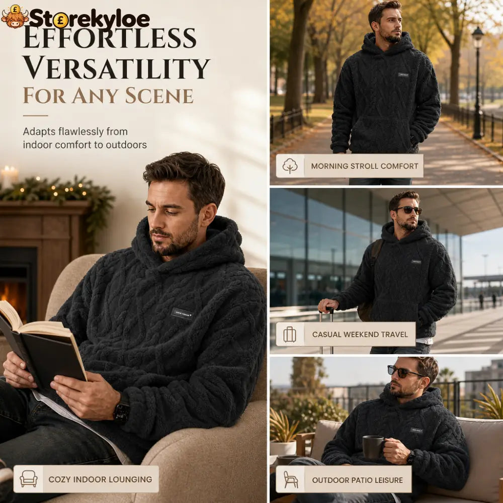 ✨Men’s Winter Lined Hoodie Jacquard Pattern Long Sleeve Pullover Sweatshirt for Casual Outdoor Wear✨ - Hot products
