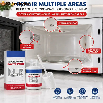 Microwave Cavity Paint – High-Gloss White Microwave Interior Repair Paint With Built-In Brush - 30ml (1.01 fl oz)