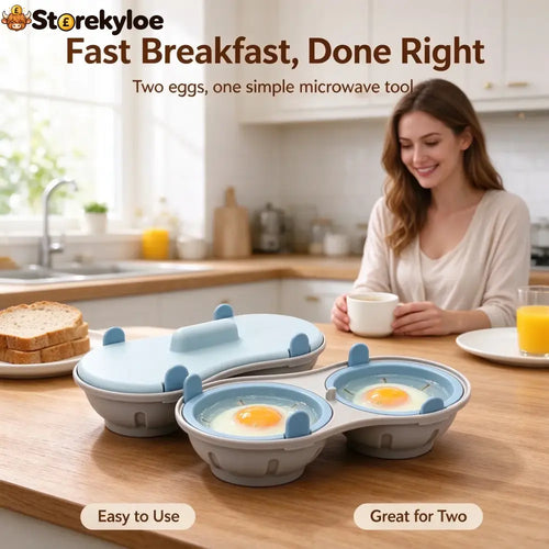 Microwave Egg Poacher Microwave Egg Cooker for 2 Eggs 🍳 - Blue / Single