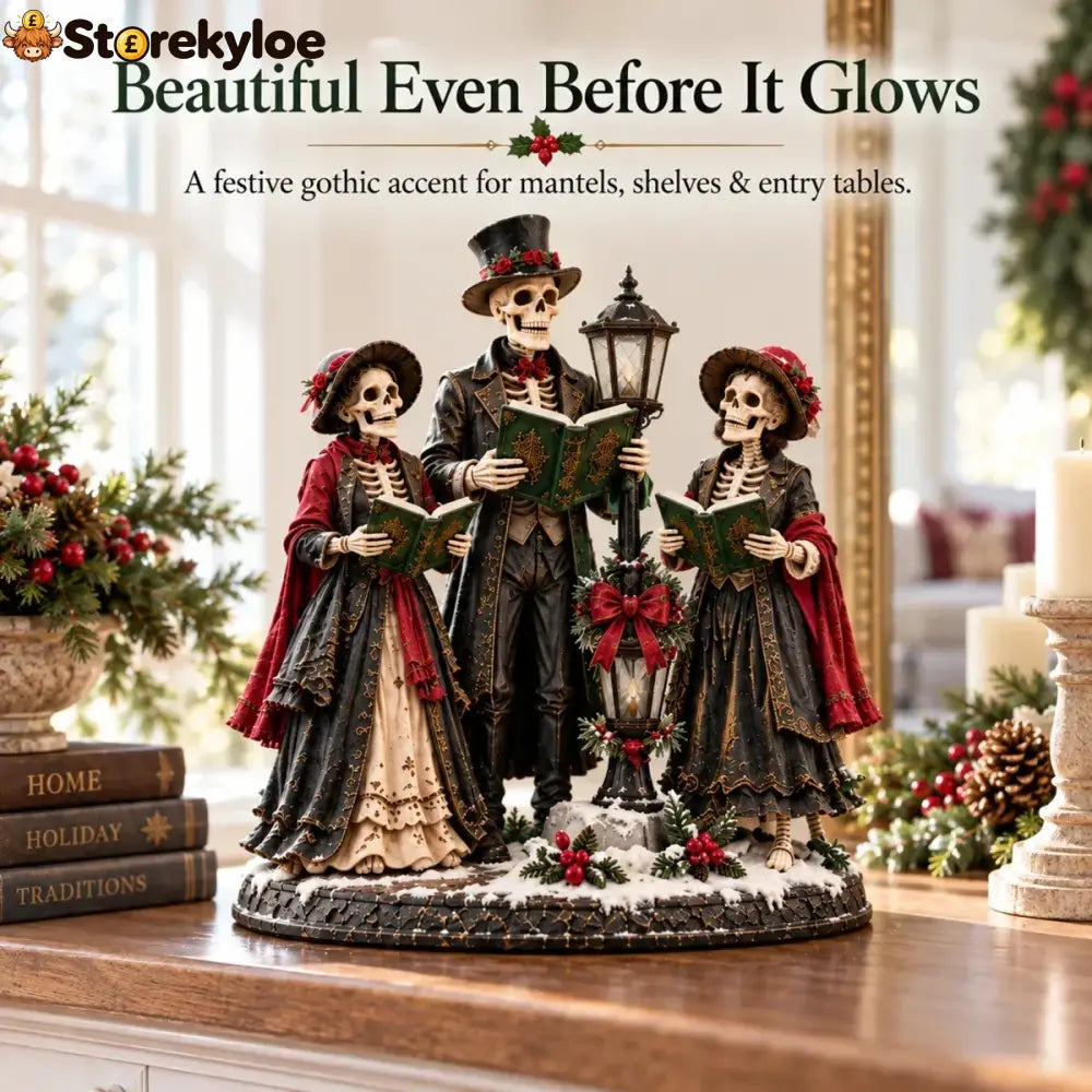 🎄💀 Midnight Carol Gothic Christmas Figurines – 5 Lighted Spooky Holiday Display Styles 👻🕯️