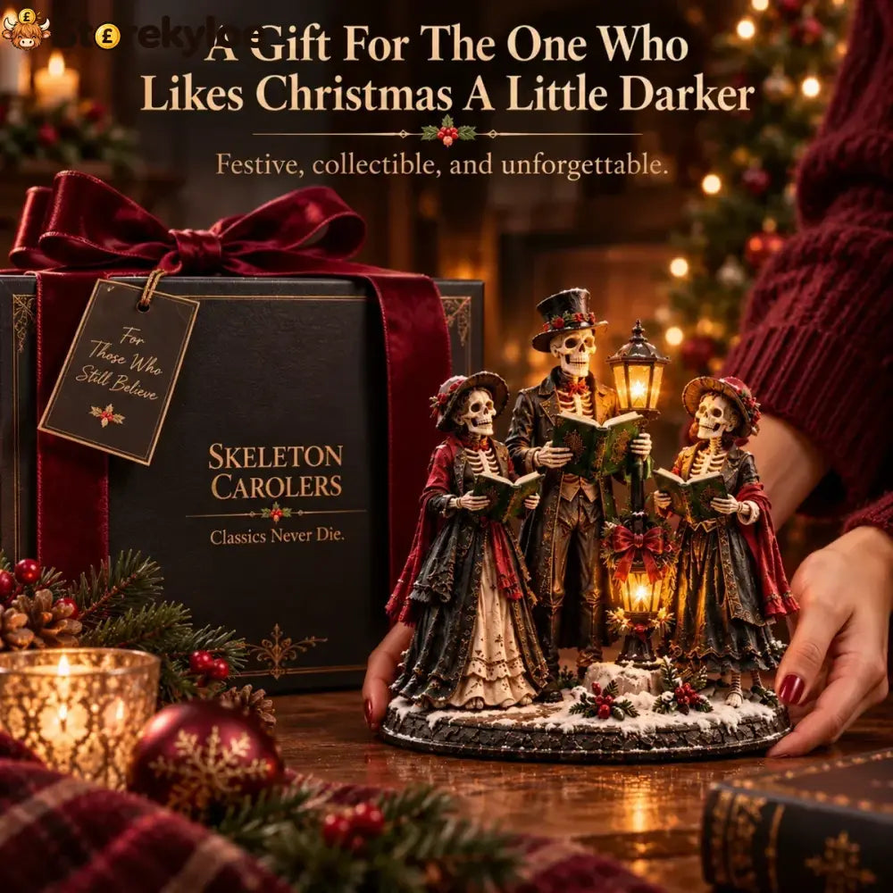 🎄💀 Midnight Carol Gothic Christmas Figurines – 5 Lighted Spooky Holiday Display Styles 👻🕯️