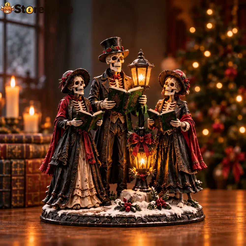 🎄💀 Midnight Carol Gothic Christmas Figurines – 5 Lighted Spooky Holiday Display Styles 👻🕯️ - A