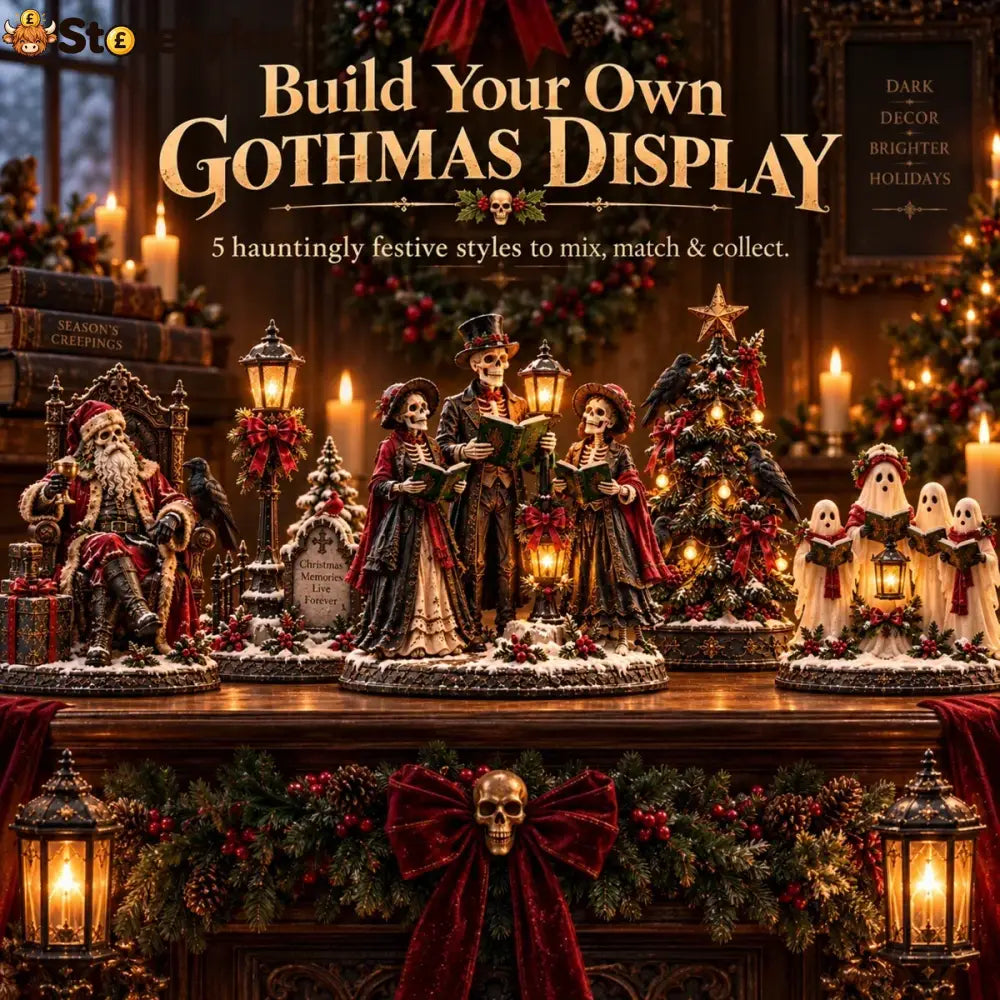 🎄💀 Midnight Carol Gothic Christmas Figurines – 5 Lighted Spooky Holiday Display Styles 👻🕯️ - 🔥All Styles - 5Pcs(✨Save