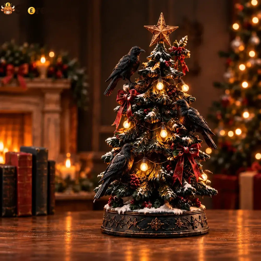 🎄💀 Midnight Carol Gothic Christmas Figurines – 5 Lighted Spooky Holiday Display Styles 👻🕯️ - Crow