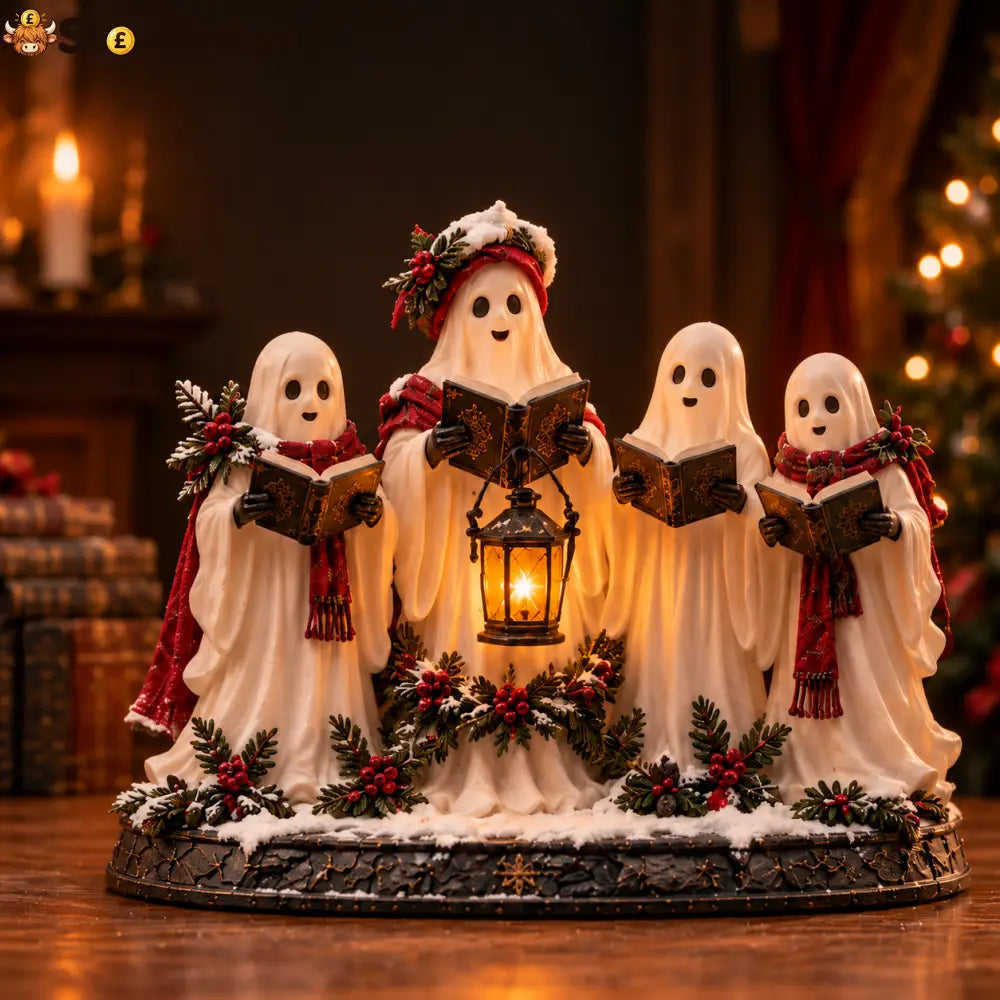 🎄💀 Midnight Carol Gothic Christmas Figurines – 5 Lighted Spooky Holiday Display Styles 👻🕯️ - E