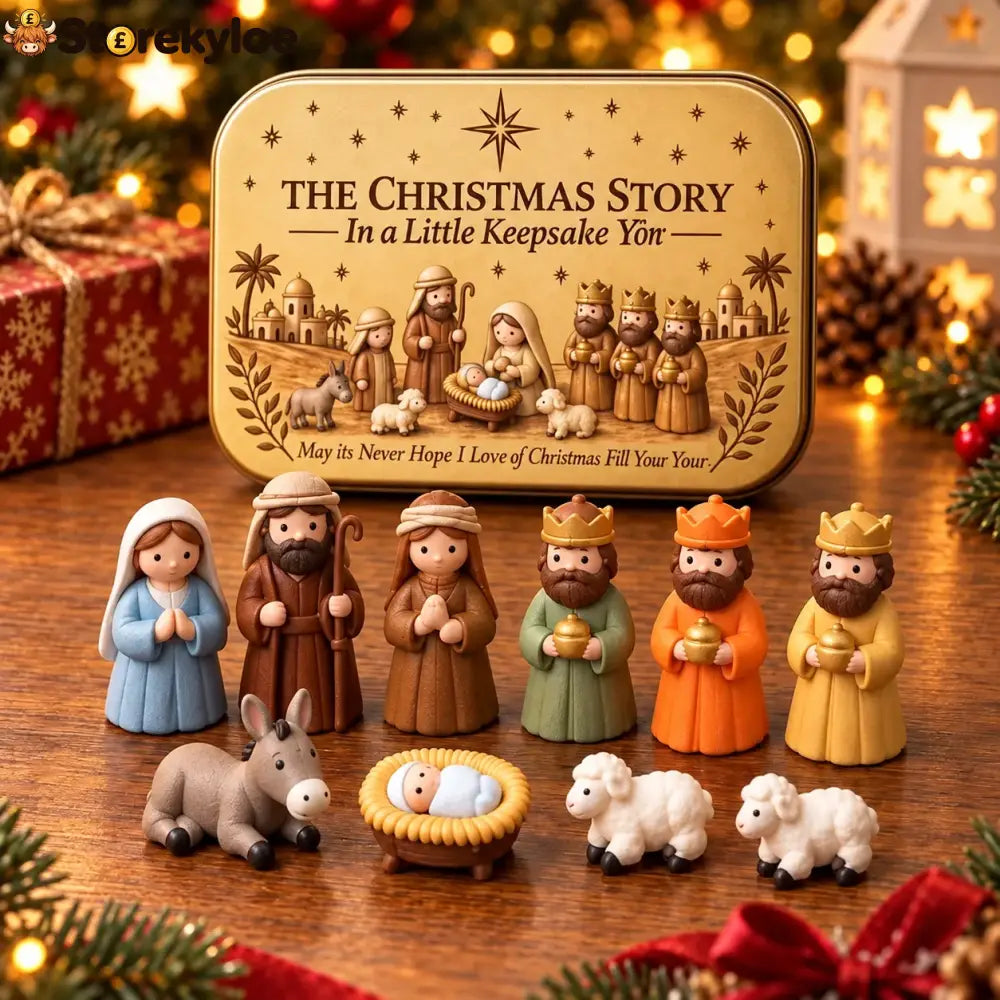 ✝️ Mini Nativity Scene Keepsake Tin, Pocket-Sized Christmas Holy Family Set
