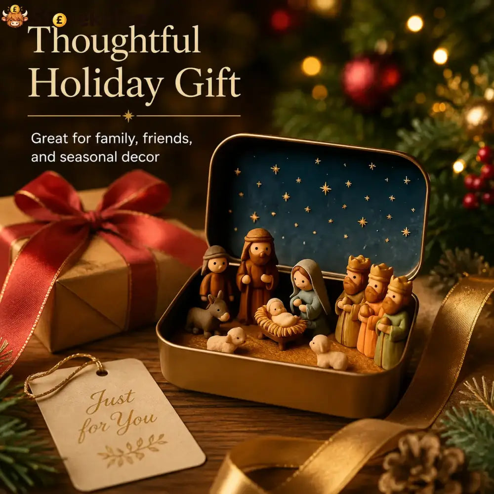 ✝️ Mini Nativity Scene Keepsake Tin, Pocket-Sized Christmas Holy Family Set