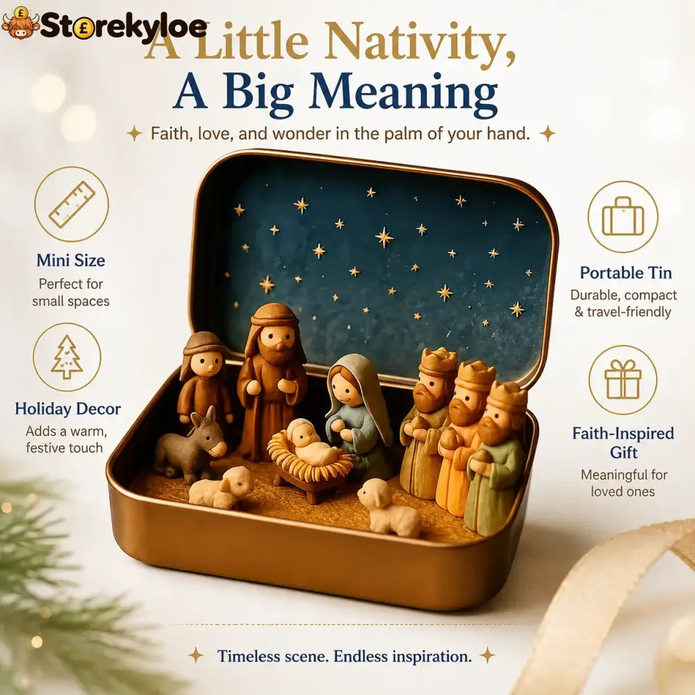 ✝️ Mini Nativity Scene Keepsake Tin, Pocket-Sized Christmas Holy Family Set
