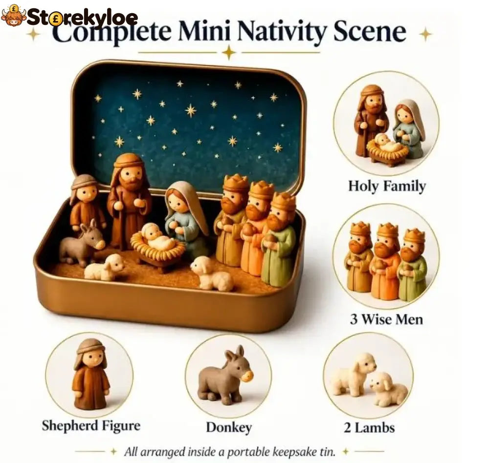 ✝️ Mini Nativity Scene Keepsake Tin, Pocket-Sized Christmas Holy Family Set