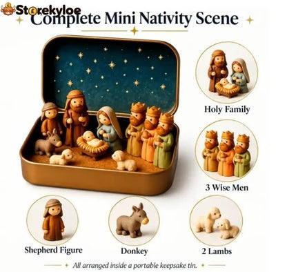✝️ Mini Nativity Scene Keepsake Tin, Pocket-Sized Christmas Holy Family Set