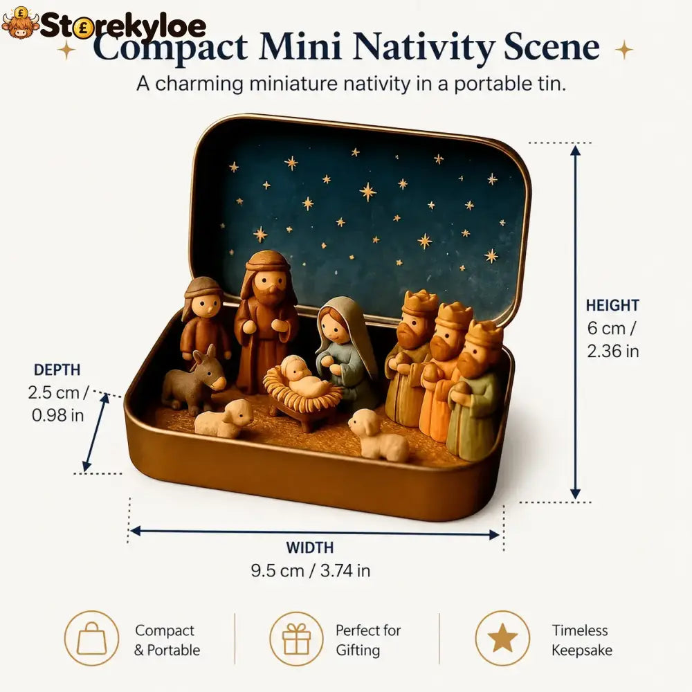 ✝️ Mini Nativity Scene Keepsake Tin, Pocket-Sized Christmas Holy Family Set
