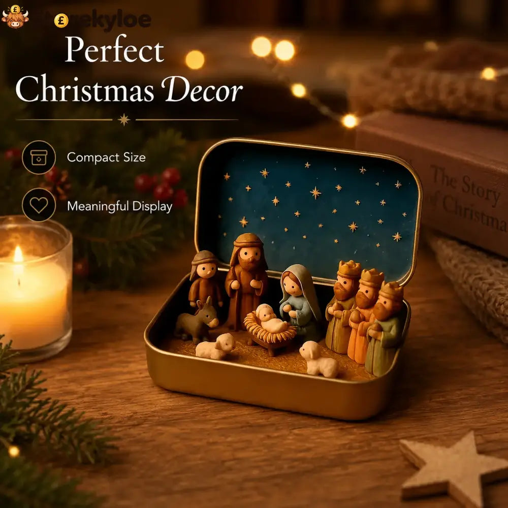 ✝️ Mini Nativity Scene Keepsake Tin, Pocket-Sized Christmas Holy Family Set