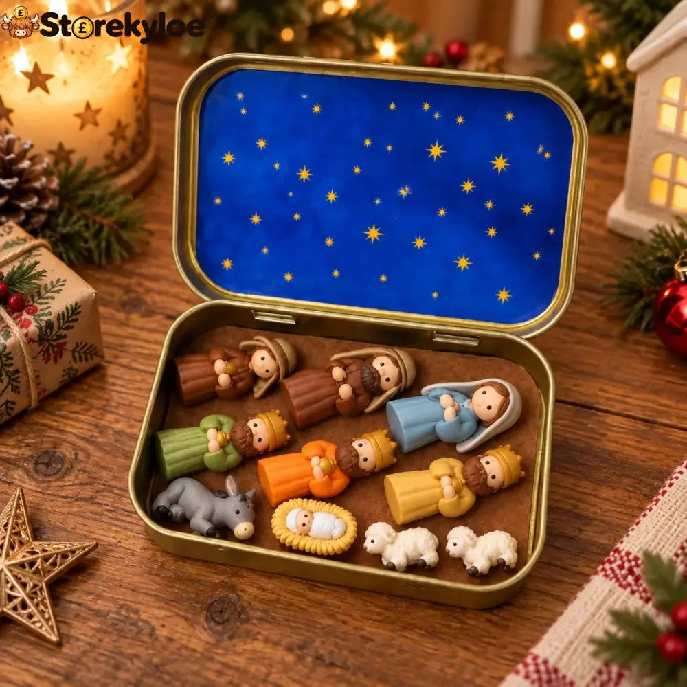 ✝️ Mini Nativity Scene Keepsake Tin, Pocket-Sized Christmas Holy Family Set
