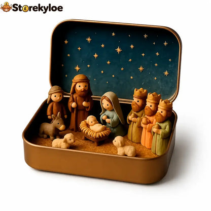 ✝️ Mini Nativity Scene Keepsake Tin, Pocket-Sized Christmas Holy Family Set