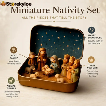 ✝️ Mini Nativity Scene Keepsake Tin, Pocket-Sized Christmas Holy Family Set