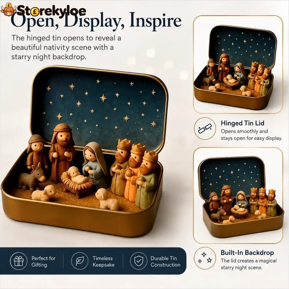 ✝️ Mini Nativity Scene Keepsake Tin, Pocket-Sized Christmas Holy Family Set - Buy 1 Set