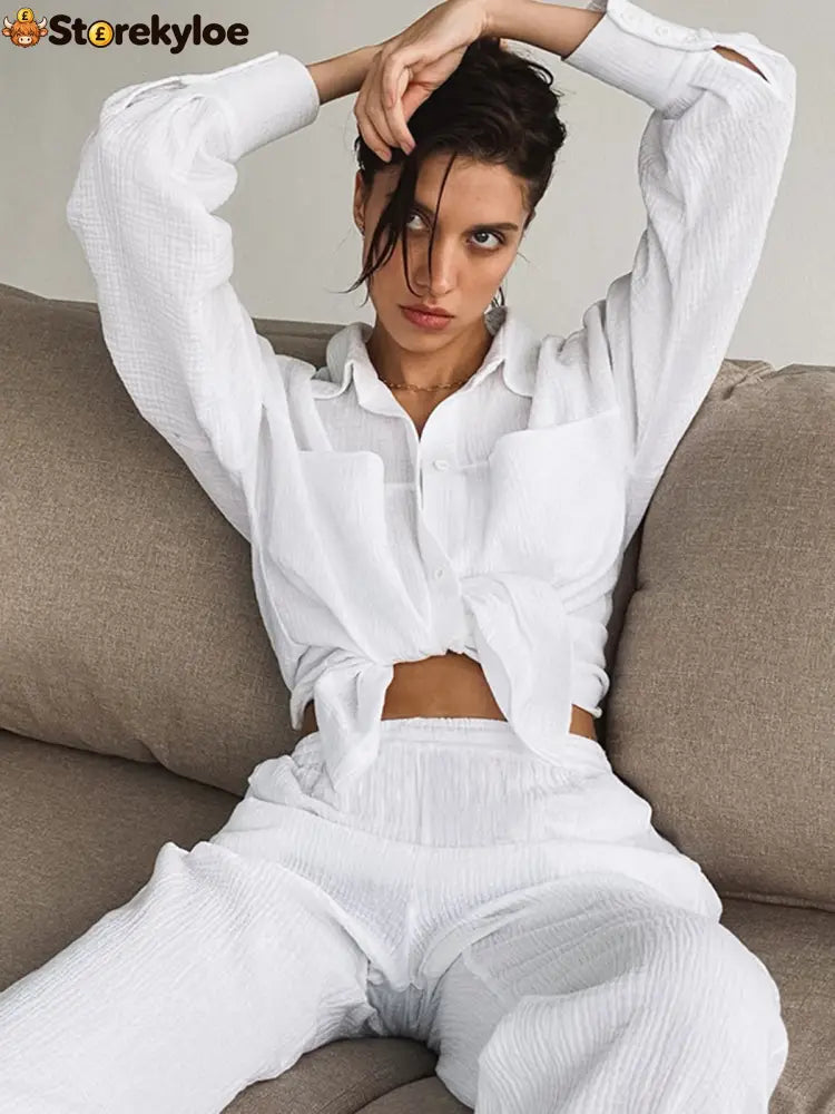 Minimalist Cotton Two Piece Pants Set