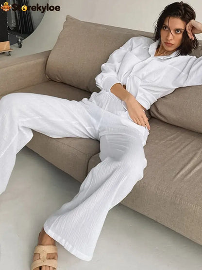 Minimalist Cotton Two Piece Pants Set