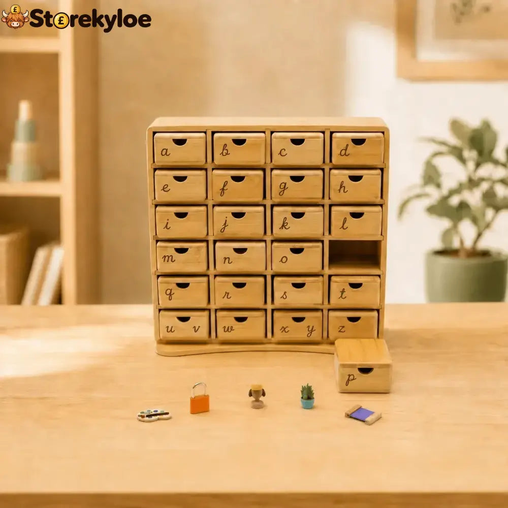Montessori Phonics Cabinet With 120 Miniature Objects - Cursive