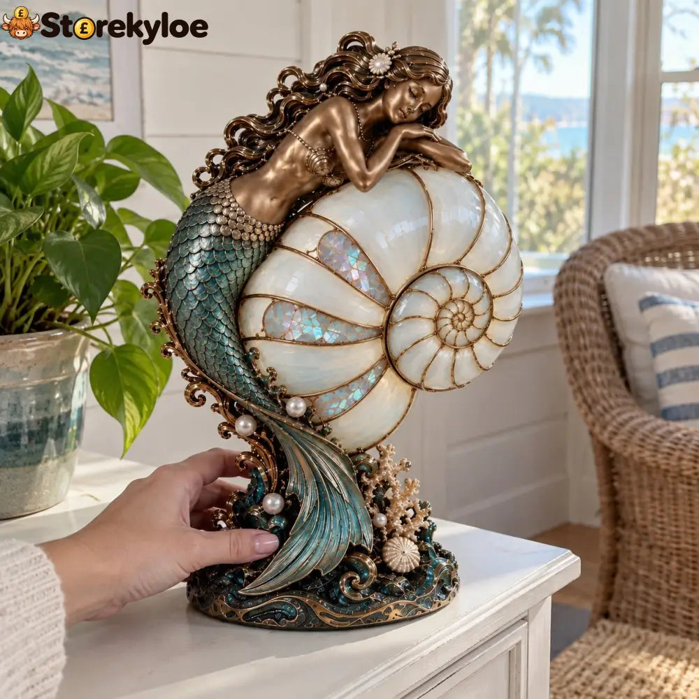 🧜‍♀️ Moon Tide Mermaid Nautilus Projection Lamp | Soft Ocean Glow & Spiral Wall Projection 🐚