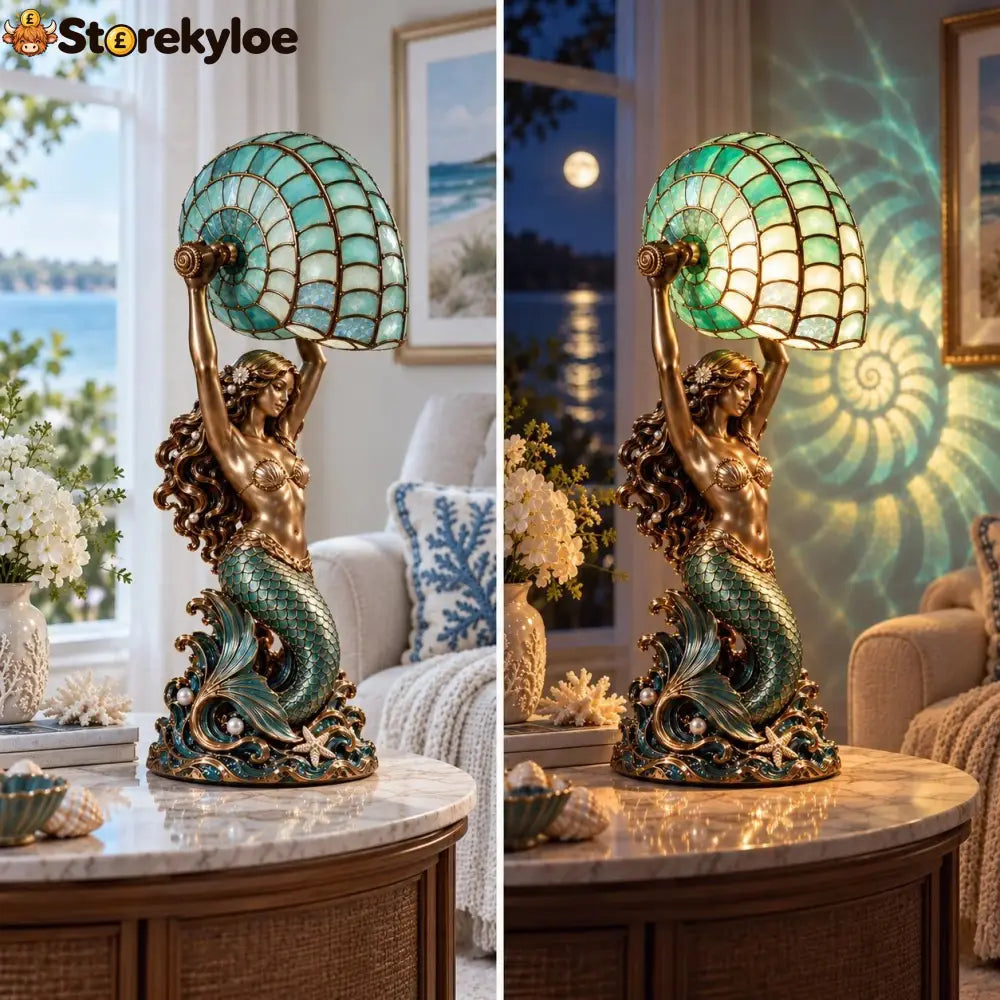 🧜‍♀️ Moon Tide Mermaid Nautilus Projection Lamp | Soft Ocean Glow & Spiral Wall Projection 🐚