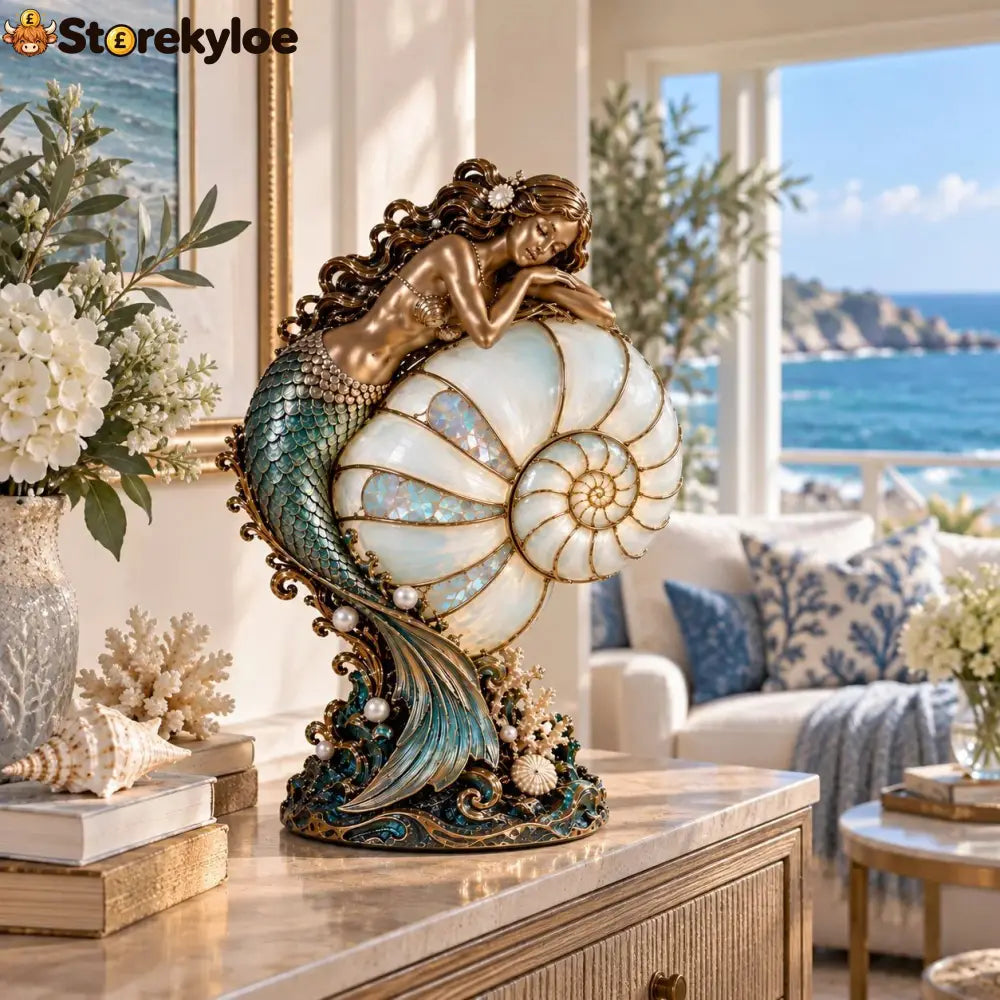 🧜‍♀️ Moon Tide Mermaid Nautilus Projection Lamp | Soft Ocean Glow & Spiral Wall Projection 🐚