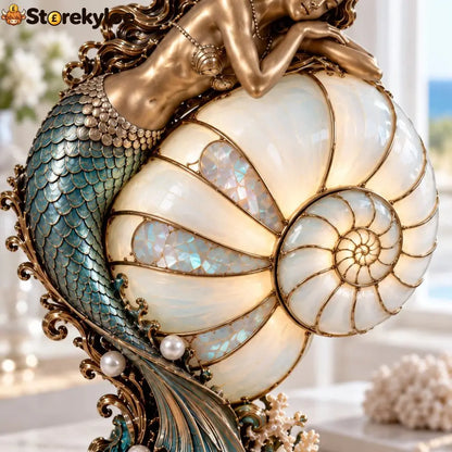 🧜‍♀️ Moon Tide Mermaid Nautilus Projection Lamp | Soft Ocean Glow & Spiral Wall Projection 🐚